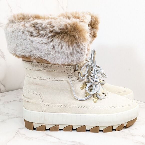 NEW Sperry Women's Torrent Waterproof Winter Lace Up Snow Boot Ivory Size 5 US - Picture 2 of 10